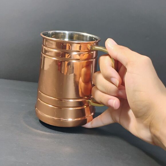 Copper Stainless Steel Moscow Mule Tankarts Mug Set Of 2 Old Style Beer Cups Lot - Picture 8 of 11